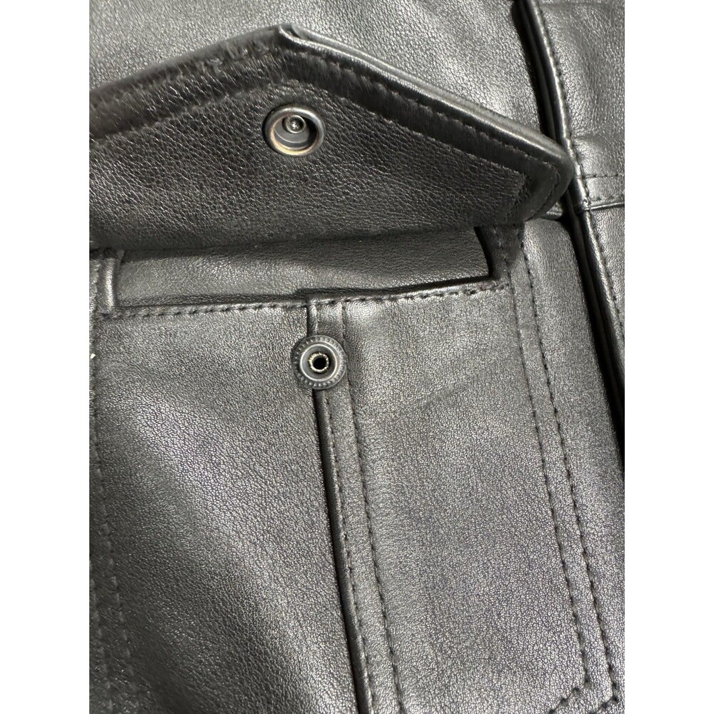 First Mfg Co Sharp Shooter Men's Motorcycle Leather Vest - Classic Black XL - Picture 6 of 16